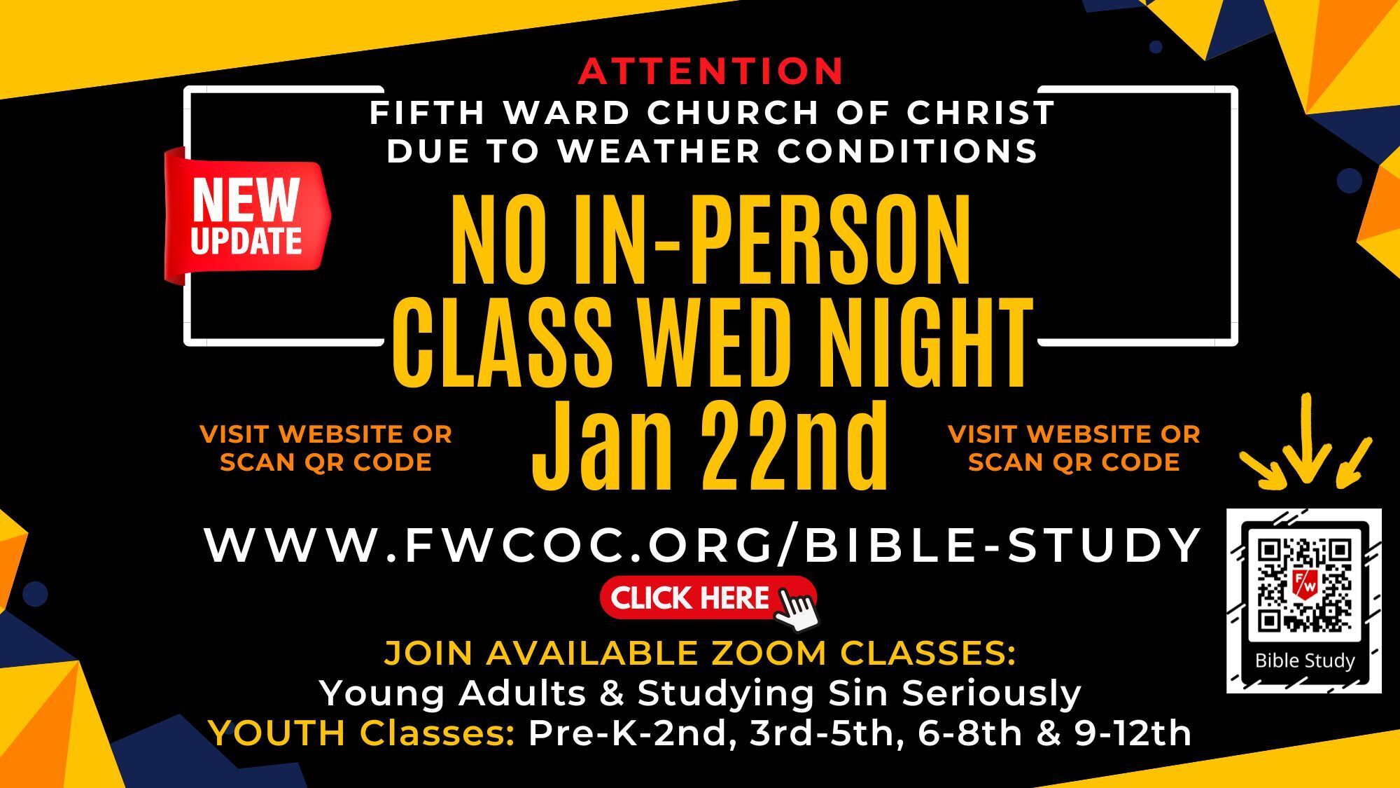 Online Only Wednesday Night Bible Class